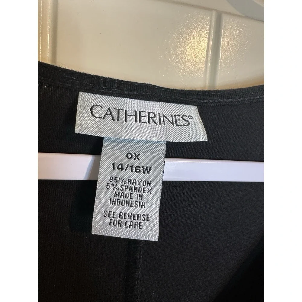 Catherines‎ Knit Midi Dress black Resort Plus Comfort Stretch Twist 0X 14/16W